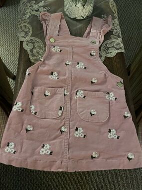 cupcakes & cashmere Pink Floral Corduroy Pinafore